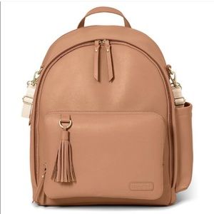 Skiphop backpack diaper bag. Tan leather